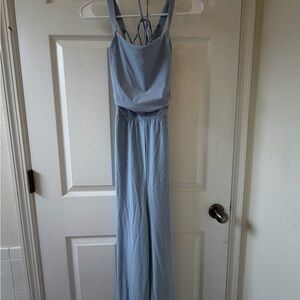 HALARA Light Blue Wide-Leg Jumpsuit with Strappy Back